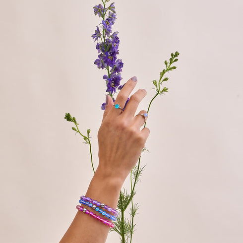 Violet | Silver | Mermaid Glass Bead Bracelet